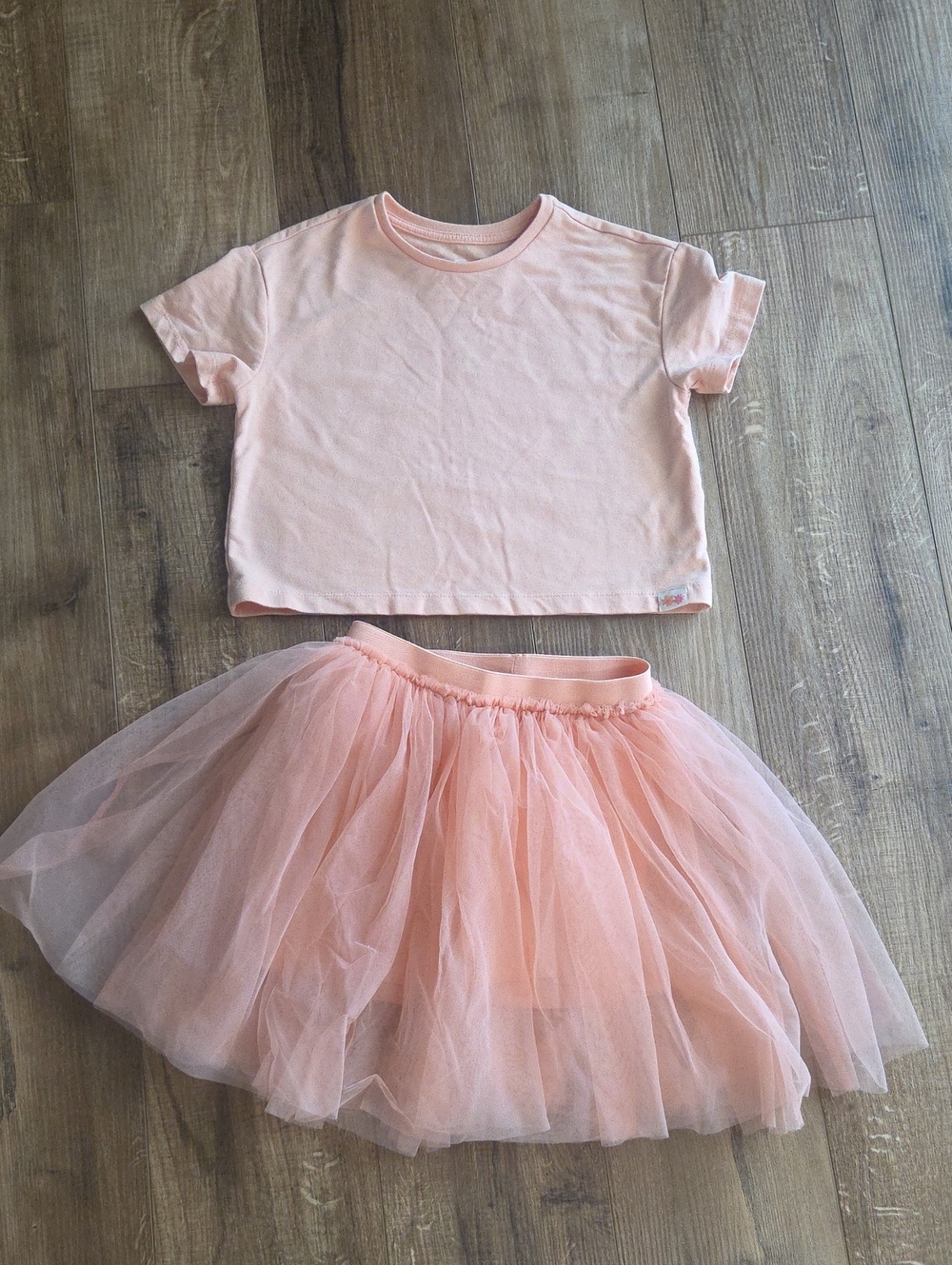 wonder nation Peach Tulle Skirt & Tee Set